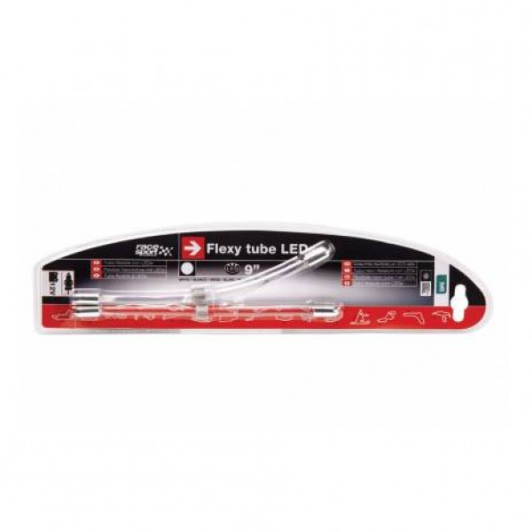 Tubo flexible 9" con leds blancos. 2 unidades.