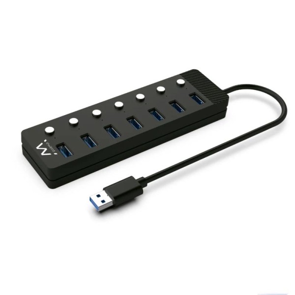 Ewent hub usb-usb-c 7 ptos interruptor c/alimen.