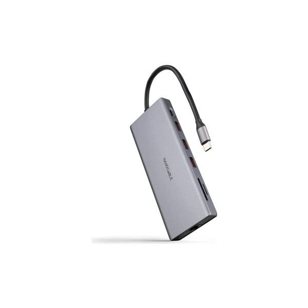 Nanocable hub 12en1 usb-a/c+hdmi+dp+rj45+tf+sd+au