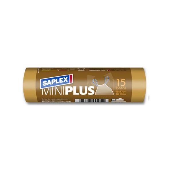 Saplex bolsas de basura miniplus 10L 15 bolsas