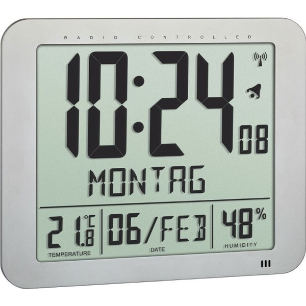 Reloj radio digital de pared, 25 x 3 x 21 cm